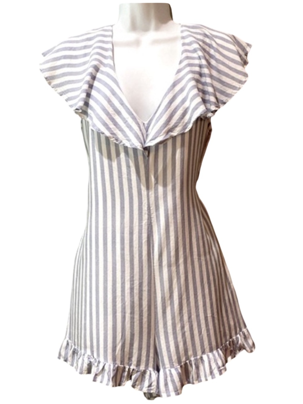 Umgee Ruffle Stripe Romper Ladies Medium